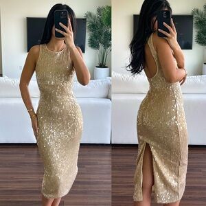New collection mango gold sequin dress size XS